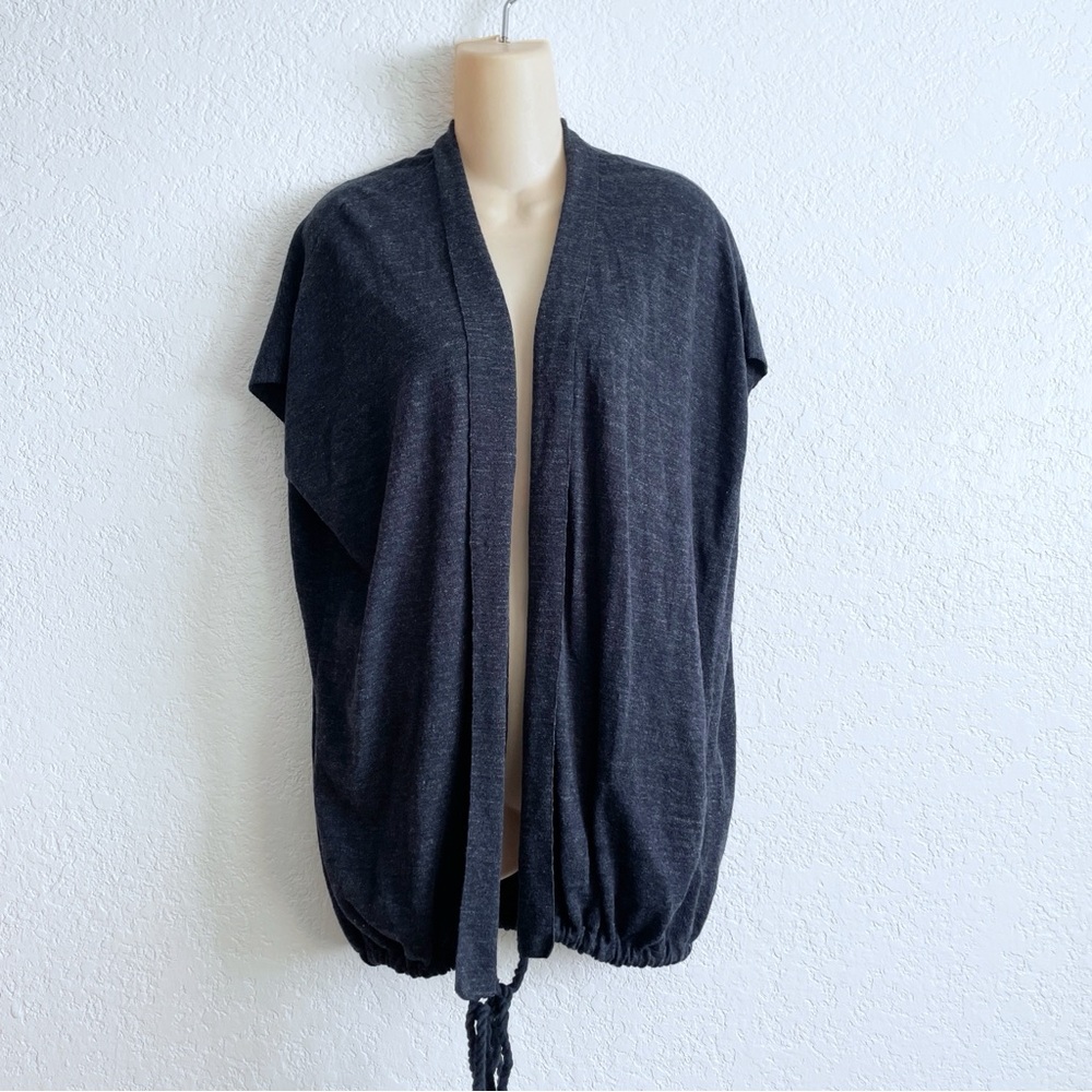 AllSaints Morar Navy Blue Cotton Open-Front Sweater Cardigan SMALL Waist Tie Hem